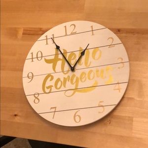 Hello gorgeous clock wall cute gold white